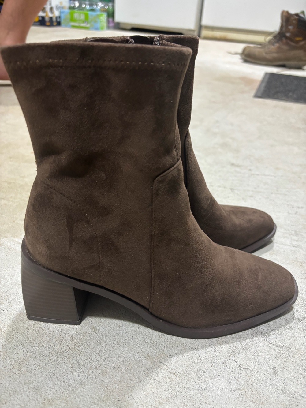 Women's Brown Suede Mid-Heel Ankle Boots